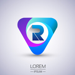 R letter colorful logo in the triangle shape, Vector design template elements for your Business or company identity.