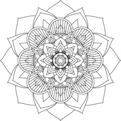 Easy Mandala coloring book simple and basic for beginners, seniors and children. Set of Mehndi flower pattern for Henna drawing and tattoo. Decoration in ethnic oriental, Indian style.
