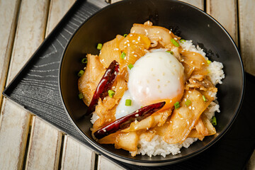 onsen egg with rice on lunch