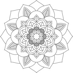 Easy Mandala coloring book simple and basic for beginners, seniors and children. Set of Mehndi flower pattern for Henna drawing and tattoo. Decoration in ethnic oriental, Indian style.