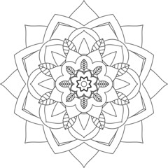 Easy Mandala coloring book simple and basic for beginners, seniors and children. Set of Mehndi flower pattern for Henna drawing and tattoo. Decoration in ethnic oriental, Indian style.