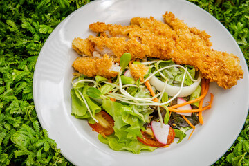 pasta italy style and fried pork