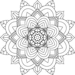 Easy Mandala coloring book simple and basic for beginners, seniors and children. Set of Mehndi flower pattern for Henna drawing and tattoo. Decoration in ethnic oriental, Indian style.