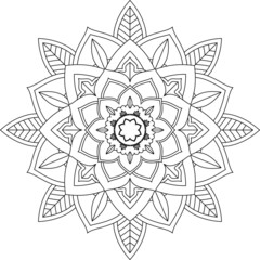 Easy Mandala coloring book simple and basic for beginners, seniors and children. Set of Mehndi flower pattern for Henna drawing and tattoo. Decoration in ethnic oriental, Indian style.