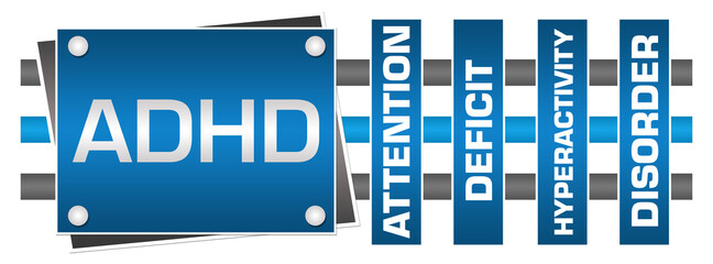 ADHD - Attention Deficit Hyperactivity Disorder Blue Grey Boxes Lines Horizontal 