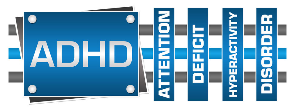 ADHD - Attention Deficit Hyperactivity Disorder Blue Grey Boxes Lines Horizontal 