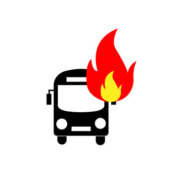 car in fire flat style icon design, Emergency rescue save department 