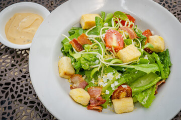 salmon salad and spaghetti on morning