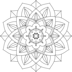 Easy Mandala coloring book simple and basic for beginners, seniors and children. Set of Mehndi flower pattern for Henna drawing and tattoo. Decoration in ethnic oriental, Indian style.