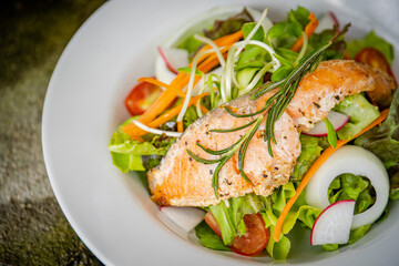 salmon salad and spaghetti on morning