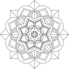 Easy Mandala coloring book simple and basic for beginners, seniors and children. Set of Mehndi flower pattern for Henna drawing and tattoo. Decoration in ethnic oriental, Indian style.