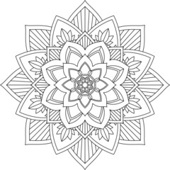 Easy Mandala coloring book simple and basic for beginners, seniors and children. Set of Mehndi flower pattern for Henna drawing and tattoo. Decoration in ethnic oriental, Indian style.