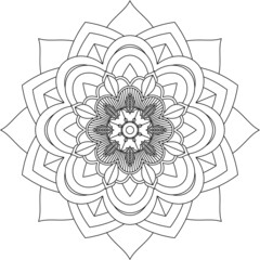 Easy Mandala coloring book simple and basic for beginners, seniors and children. Set of Mehndi flower pattern for Henna drawing and tattoo. Decoration in ethnic oriental, Indian style.