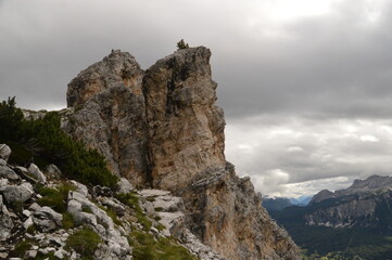 Hiking and climbing on the Via Ferrata trails around Cortina in the Dolomite Mountains of Northern Italy