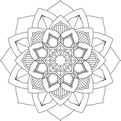 Fototapeta premium Easy Mandala coloring book simple and basic for beginners, seniors and children. Set of Mehndi flower pattern for Henna drawing and tattoo. Decoration in ethnic oriental, Indian style.