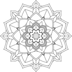 Easy Mandala coloring book simple and basic for beginners, seniors and children. Set of Mehndi flower pattern for Henna drawing and tattoo. Decoration in ethnic oriental, Indian style.