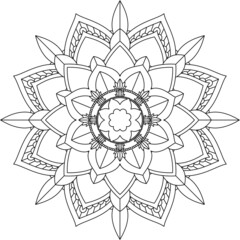 Easy Mandala coloring book simple and basic for beginners, seniors and children. Set of Mehndi flower pattern for Henna drawing and tattoo. Decoration in ethnic oriental, Indian style.