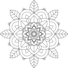 Easy Mandala coloring book simple and basic for beginners, seniors and children. Set of Mehndi flower pattern for Henna drawing and tattoo. Decoration in ethnic oriental, Indian style.