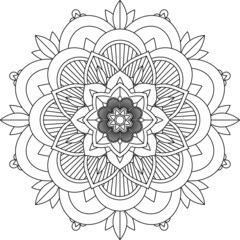 Easy Mandala coloring book simple and basic for beginners, seniors and children. Set of Mehndi flower pattern for Henna drawing and tattoo. Decoration in ethnic oriental, Indian style.