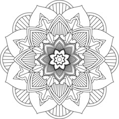 Easy Mandala coloring book simple and basic for beginners, seniors and children. Set of Mehndi flower pattern for Henna drawing and tattoo. Decoration in ethnic oriental, Indian style.