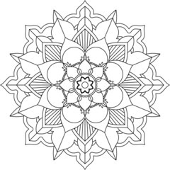 Easy Mandala coloring book simple and basic for beginners, seniors and children. Set of Mehndi flower pattern for Henna drawing and tattoo. Decoration in ethnic oriental, Indian style.