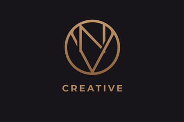 Abstract initial letter N and V logo,usable for branding and business logos, Flat Logo Design Template, vector illustration