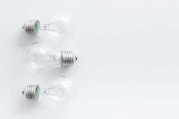 Renewable eco energy concept - light bulbs, top view