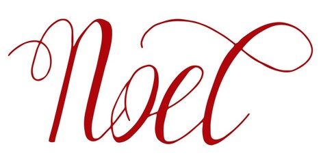 Lettering - Noel. White background, isolate. Stock illustration.