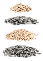 Sunflower seeds on white background