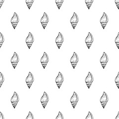 Seamless pattern with seashells. Marine background.  Hand drawn vector illustration in sketch style. Perfect for greetings, invitations, coloring books, textile, wedding and web design.