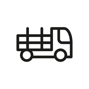 Timber truck isolated icon, wood truck outline vector icon with editable stroke