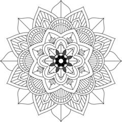 Easy Mandala coloring book simple and basic for beginners, seniors and children. Set of Mehndi flower pattern for Henna drawing and tattoo. Decoration in ethnic oriental, Indian style.
