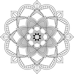 Easy Mandala coloring book simple and basic for beginners, seniors and children. Set of Mehndi flower pattern for Henna drawing and tattoo. Decoration in ethnic oriental, Indian style.