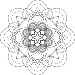 Easy Mandala coloring book simple and basic for beginners, seniors and children. Set of Mehndi flower pattern for Henna drawing and tattoo. Decoration in ethnic oriental, Indian style.