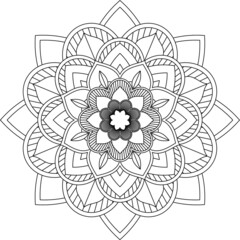 Easy Mandala coloring book simple and basic for beginners, seniors and children. Set of Mehndi flower pattern for Henna drawing and tattoo. Decoration in ethnic oriental, Indian style.