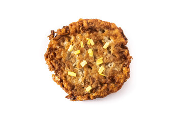 Traditional Jewish latkes or potato pancakes isolated on white background