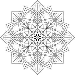 Easy Mandala coloring book simple and basic for beginners, seniors and children. Set of Mehndi flower pattern for Henna drawing and tattoo. Decoration in ethnic oriental, Indian style.