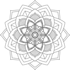 Fototapeta premium Easy Mandala coloring book simple and basic for beginners, seniors and children. Set of Mehndi flower pattern for Henna drawing and tattoo. Decoration in ethnic oriental, Indian style.