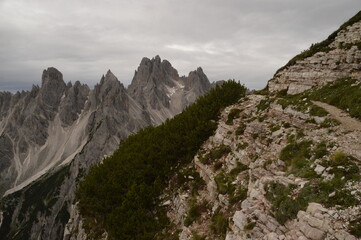 Hiking and climbing in the dramatic and beautiful Cinque Torri mountains in the Dolomites of Northern Italy