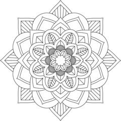 Easy Mandala coloring book simple and basic for beginners, seniors and children. Set of Mehndi flower pattern for Henna drawing and tattoo. Decoration in ethnic oriental, Indian style.