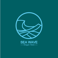 sea ocean wave line logo simple monoline style vector icon symbol illustration