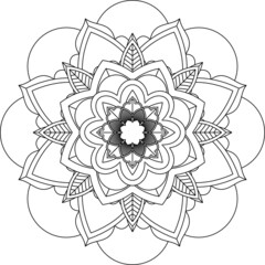 Easy Mandala coloring book simple and basic for beginners, seniors and children. Set of Mehndi flower pattern for Henna drawing and tattoo. Decoration in ethnic oriental, Indian style.