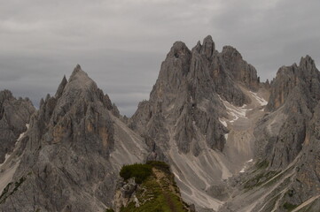 Hiking and climbing in the dramatic and beautiful Cinque Torri mountains in the Dolomites of...