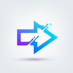 Vector illustration, abstract liquid shape of an arrow, logo design