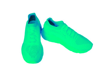 green sports shoes with a laces
