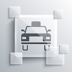 Grey Taxi car icon isolated on grey background. Square glass panels. Vector.