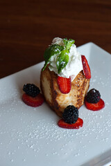 Lemon cake. Desserts. Classic American or French bakeries or pastry shop favorites. Cookies, whipped cream, cakes, chocolate syrup butter, eggs and and vanilla beans.