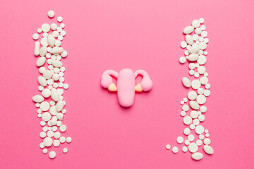 Treatment and prevention of the uterus. The concept of caring for the reproductive system of women, gynecology. Cartoon.