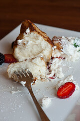 Lemon cake. Desserts. Classic American or French bakeries or pastry shop favorites. Cookies, whipped cream, cakes, chocolate syrup butter, eggs and and vanilla beans.