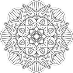 Easy Mandala coloring book simple and basic for beginners, seniors and children. Set of Mehndi flower pattern for Henna drawing and tattoo. Decoration in ethnic oriental, Indian style.